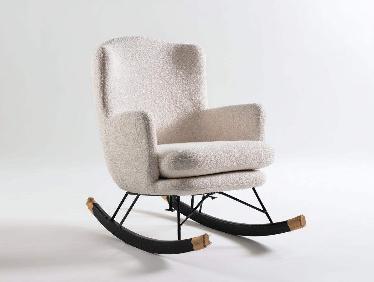Schaukelstühle Stoff 85 x 90 x 100 cm - Cremeweiß - Modernes Design mit Metallgestell