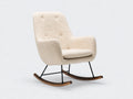 Schaukelstuhl 80x88x98 cm - Bouclé Sessel in Beige - Modernes Design mit Holz-Kufen und schwarzem Metallgestell für Wohnzimmer