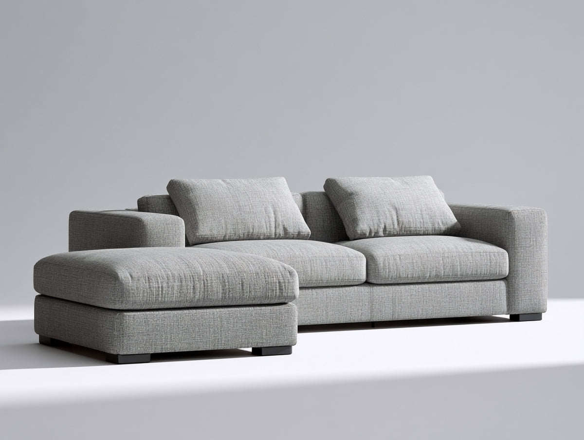 Ecksofa Stoff 300 x 160 x 85 cm - Hellgrau - Modernes Design für Wohnzimmer