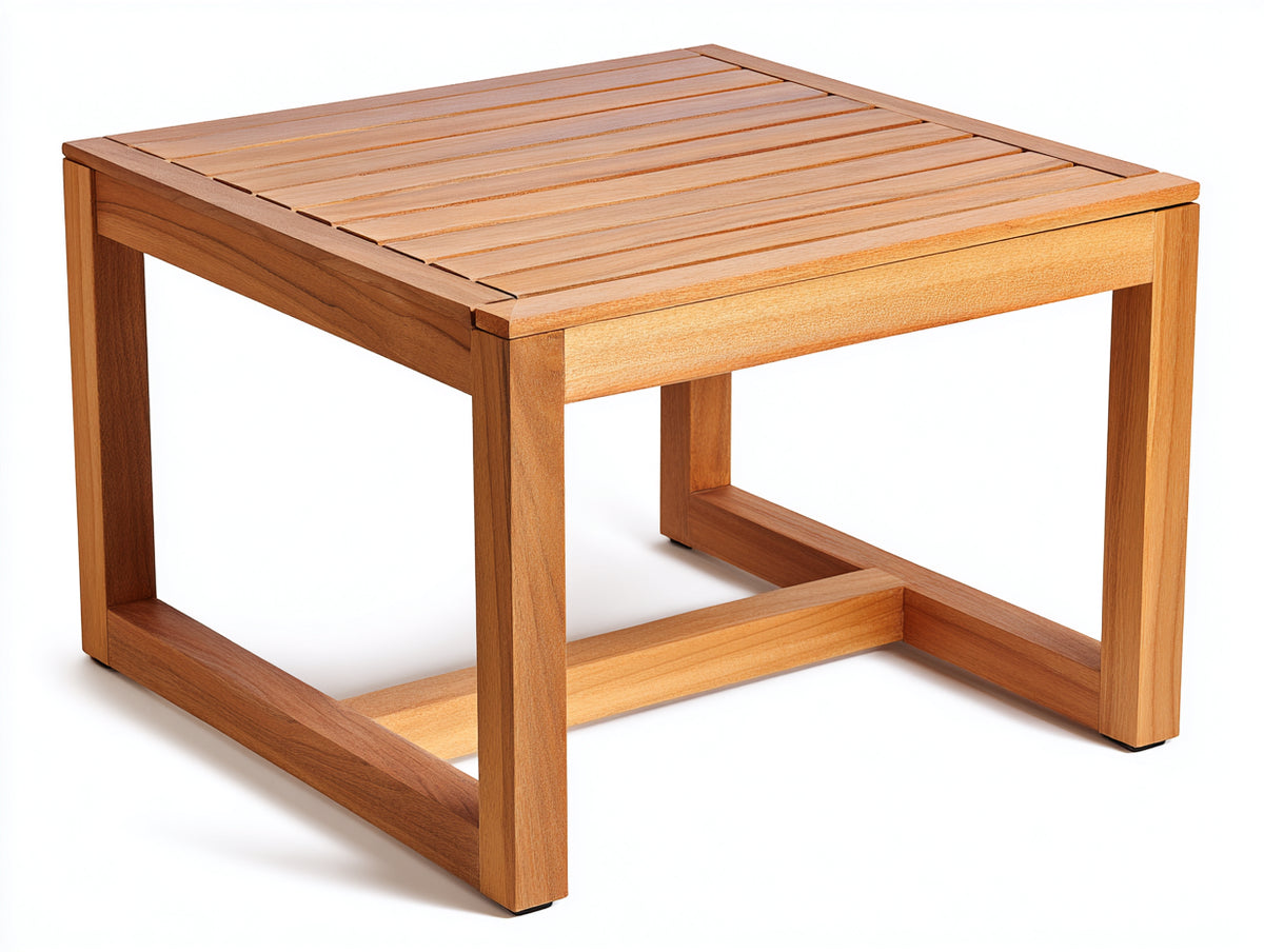 Gartentisch 90x90x75 cm - Quadratischer Holztisch aus Naturholz in Braun - Moderner Outdoor Tisch für Garten Terrasse Balkon und Essbereich