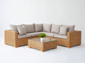 Gartensofa 300x300x75 cm aus Polyrattan in Naturbraun mit quadratischem Tisch - Großzügige Lounge-Sitzgruppe für den Außenbereich