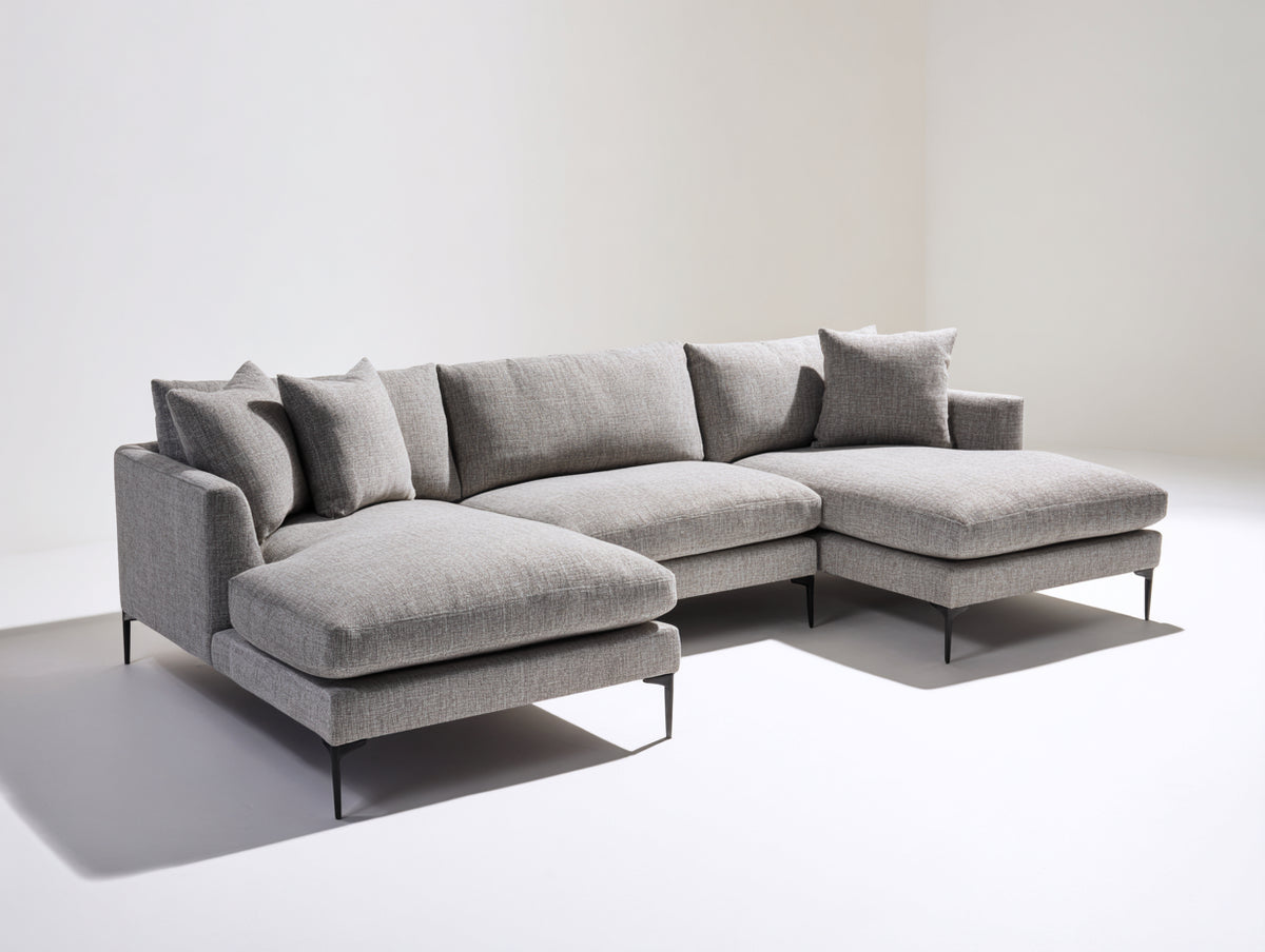 Ecksofa 320x220x85 cm Stoff Polsterung Grau Modernes Design
