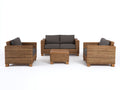 Gartensofa Set aus Polyrattan in Naturbraun mit 2 Sesseln und 2-Sitzer Sofa sowie rechteckigem Tisch - Moderne Outdoor-Lounge für Terrasse und Garten