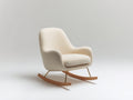 Schaukelstuhl 82x90x96 cm - Bouclé Sessel in Beige - Skandinavisches Design mit Holz-Kufen und Metallgestell für Wohnzimmer