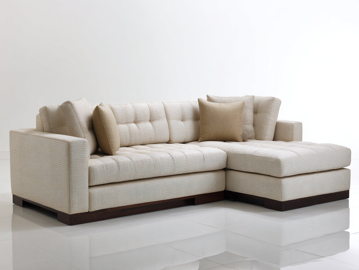 Ecksofa 310x230x75 cm aus Stoff in Beige mit gesteppter Polsterung - Modernes Ecksofa für komfortable Wohnbereiche