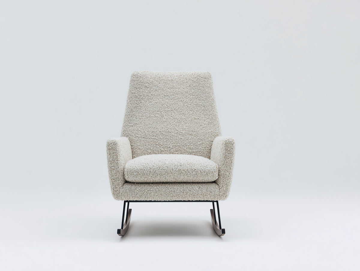Schaukelstuhl 78x85x105 cm Bouclé Bezug Beige Moderner Relaxsessel
