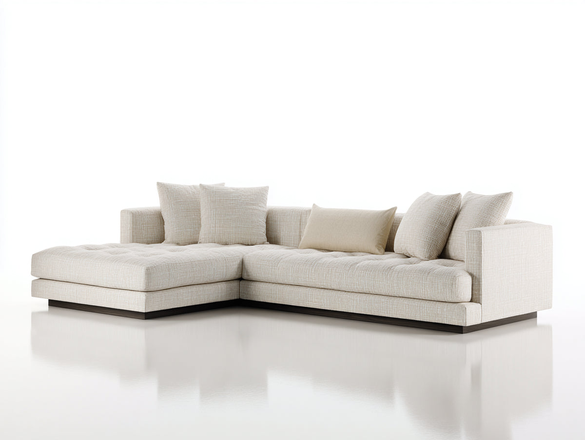Ecksofa 320x220x85 cm - Stoffsofa in Beige - Modernes Eckdesign mit tiefer Sitzfläche für Wohnzimmer