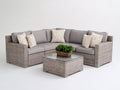 Gartensofa 260x260x76 cm - Polyrattan Lounge Set in Grau und Beige - Moderne Ecklounge mit Glas Couchtisch für Garten Terrasse und Außenbereich