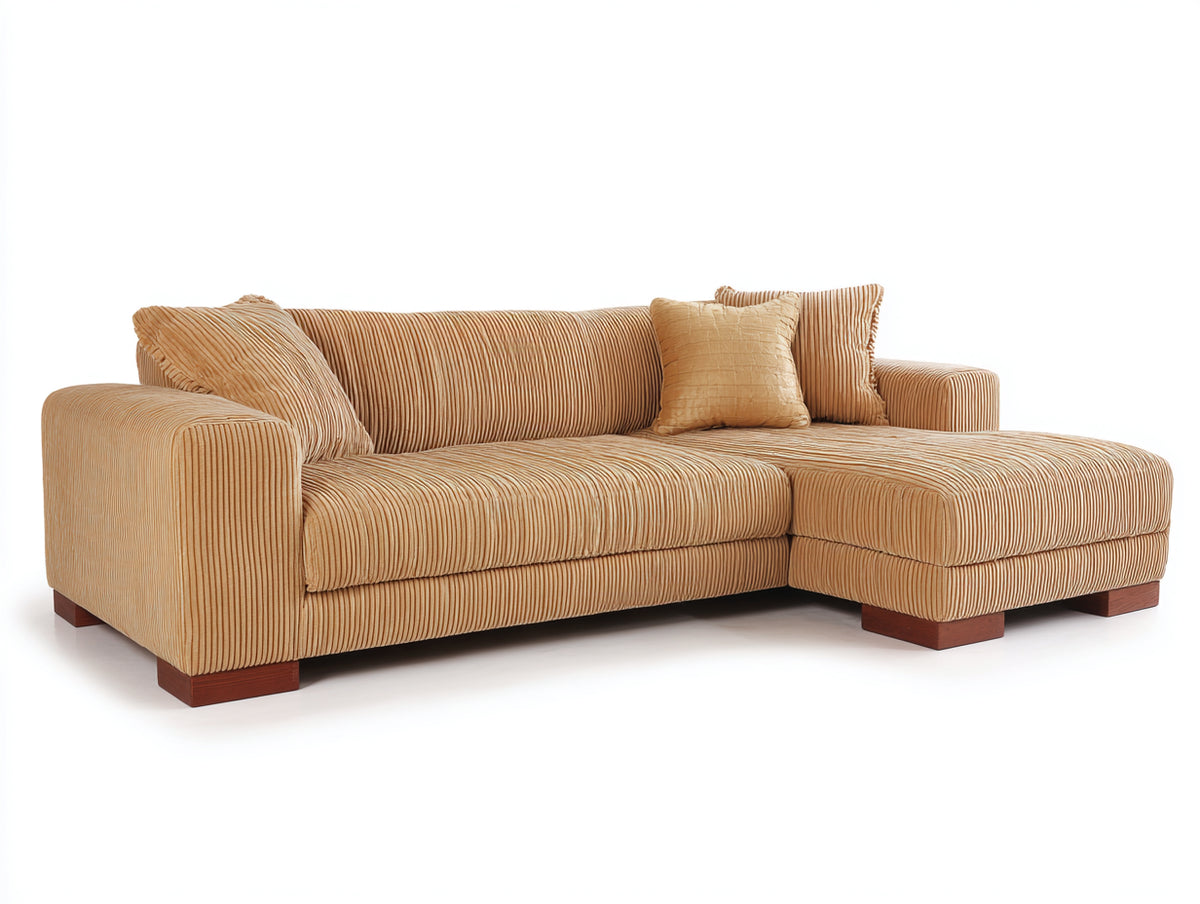 Ecksofa Stoff 320 x 180 x 85 cm - Senfgelb - Modernes Design für Wohnzimmer