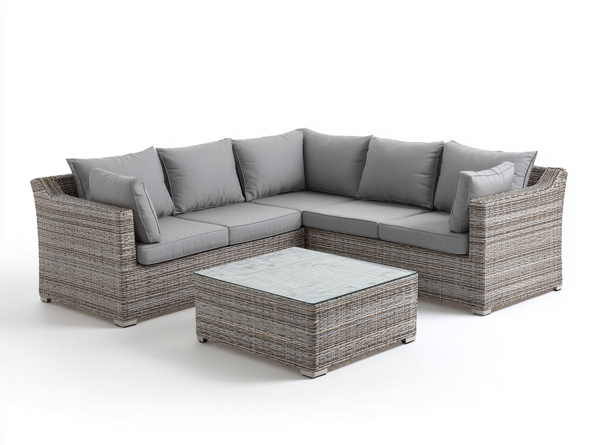 Gartensofa Polyrattan 240 x 240 x 70 cm - Grau - Moderne Lounge Sitzgruppe für Garten und Terrasse