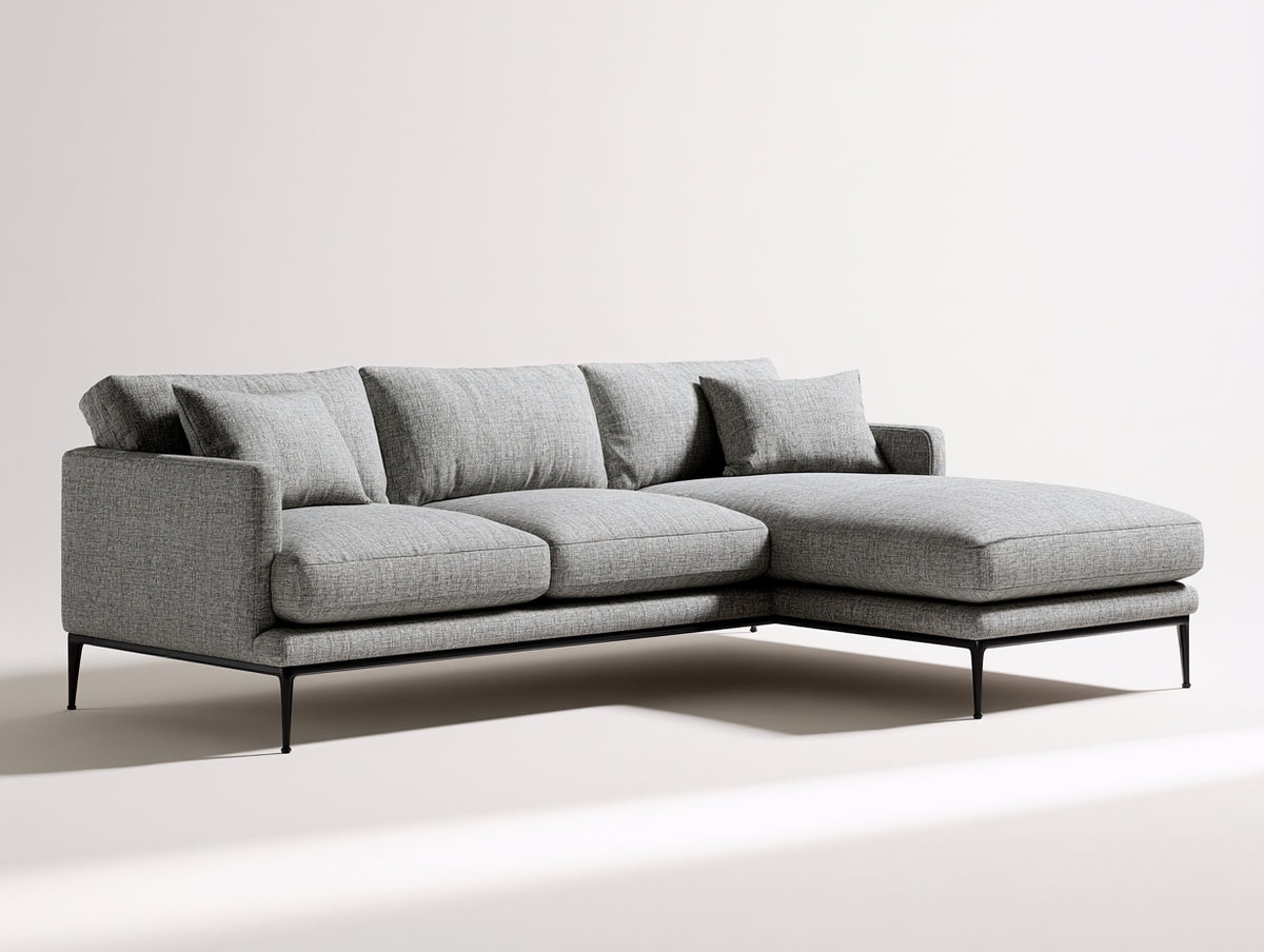 Ecksofa 310x220x75 cm aus Stoff in Grau mit moderner Polsterung - Großzügiges L-förmiges Sofa für Wohnzimmer