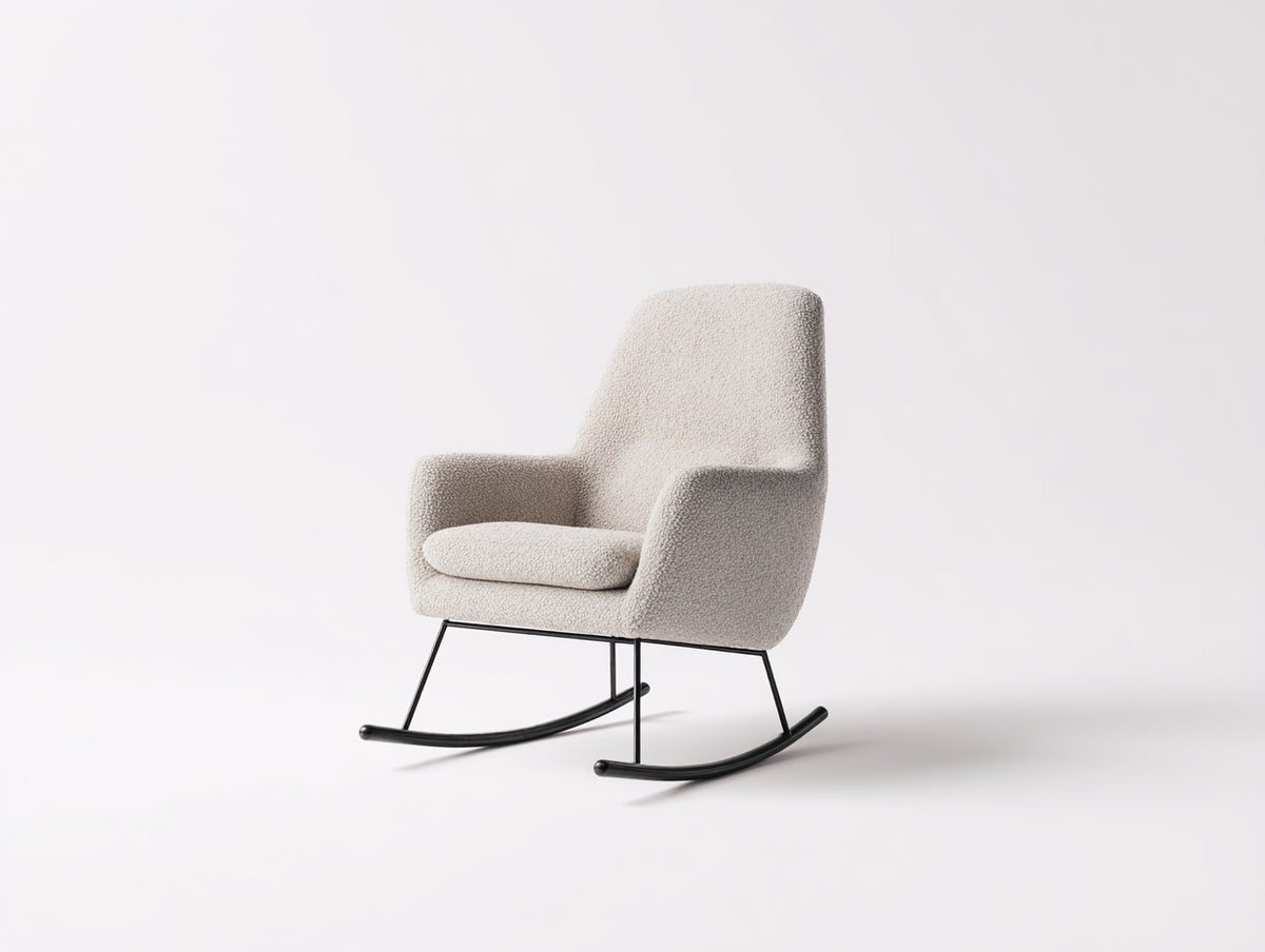 Schaukelstühle Stoff 75 x 85 x 95 cm - Cremeweiß - Modernes Design mit Metallgestell