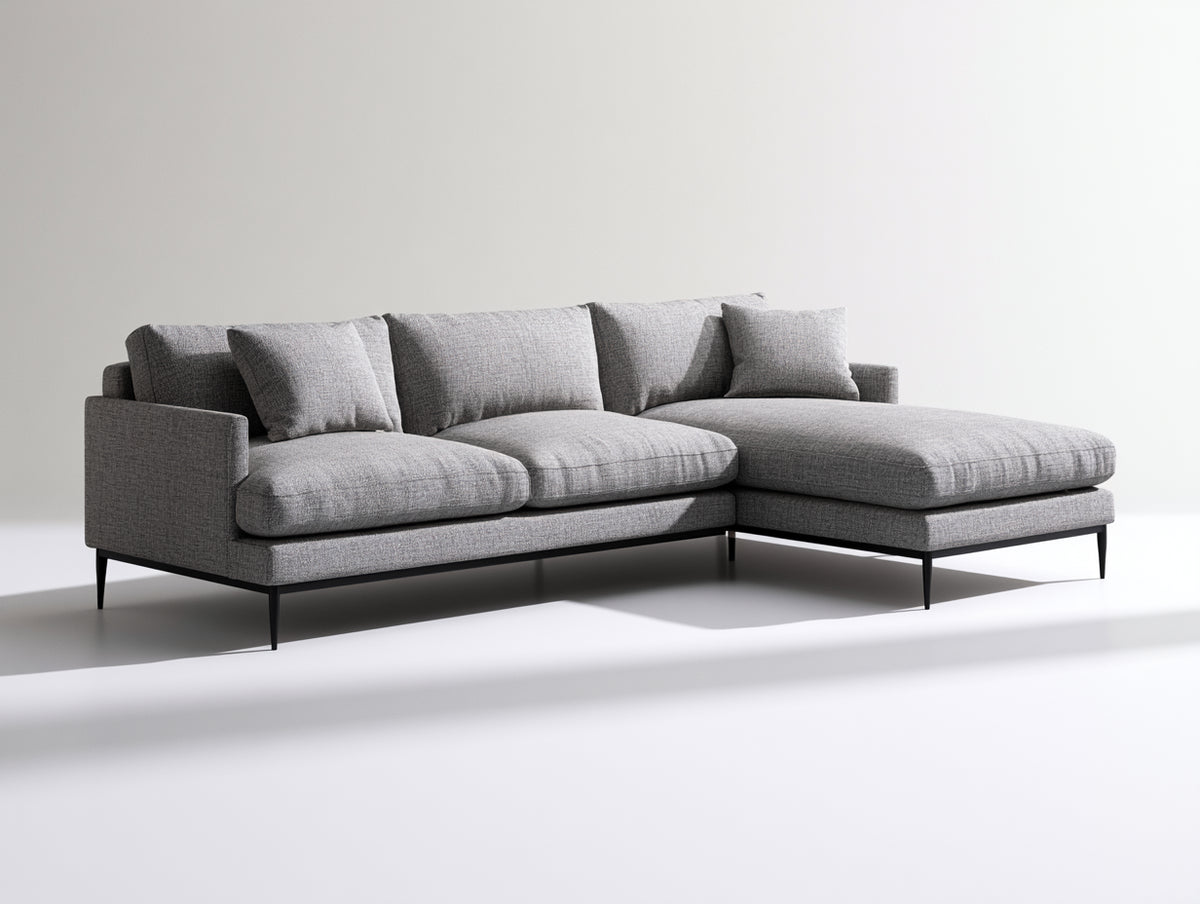 Ecksofa Stoff 300 x 170 x 85 cm - Hellgrau - Modernes Design für Wohnzimmer
