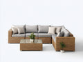 Gartensofa 260x260x76 cm - Polyrattan Lounge Set in Braun und Hellgrau - Moderne Ecksofa Garnitur mit Couchtisch für Garten Terrasse und Außenbereich