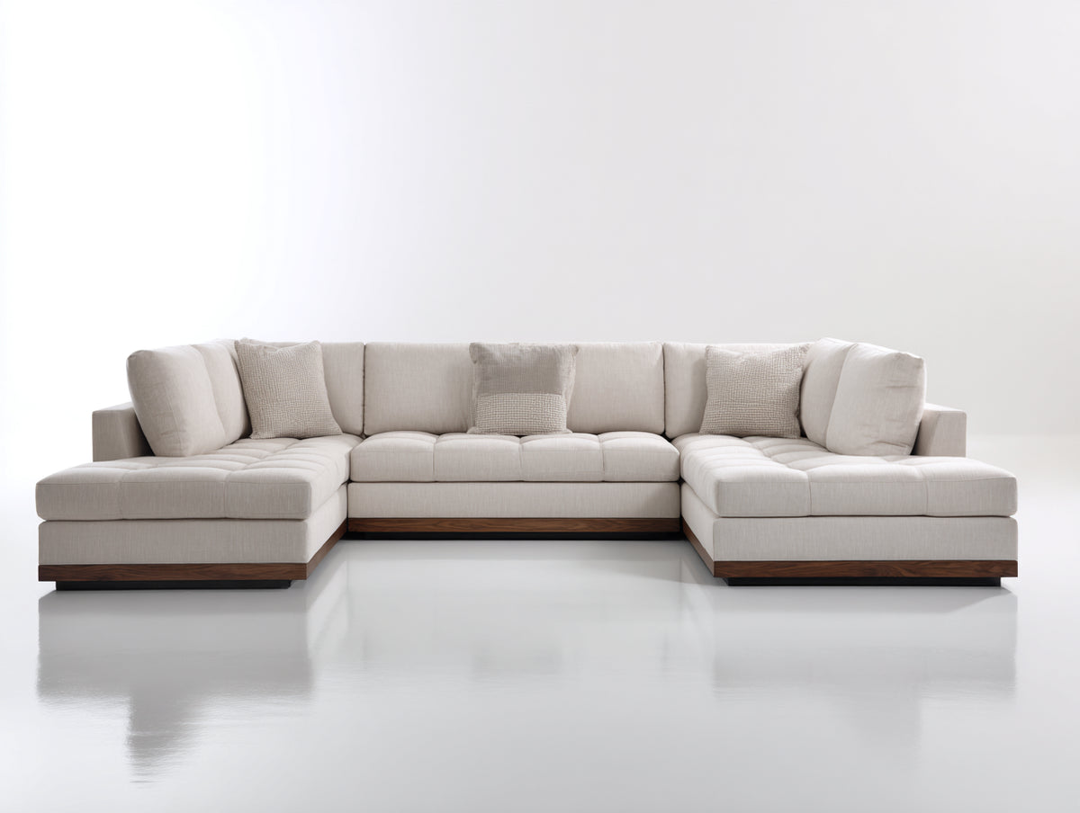 Ecksofa Stoff 350 x 180 x 85 cm - Beige - Modernes Design für Wohnzimmer