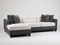 Ecksofa 320x220x85 cm - Stoffsofa in Weiß und Dunkelgrau - Modernes L-förmiges Design mit Ottomane für Wohnzimmer