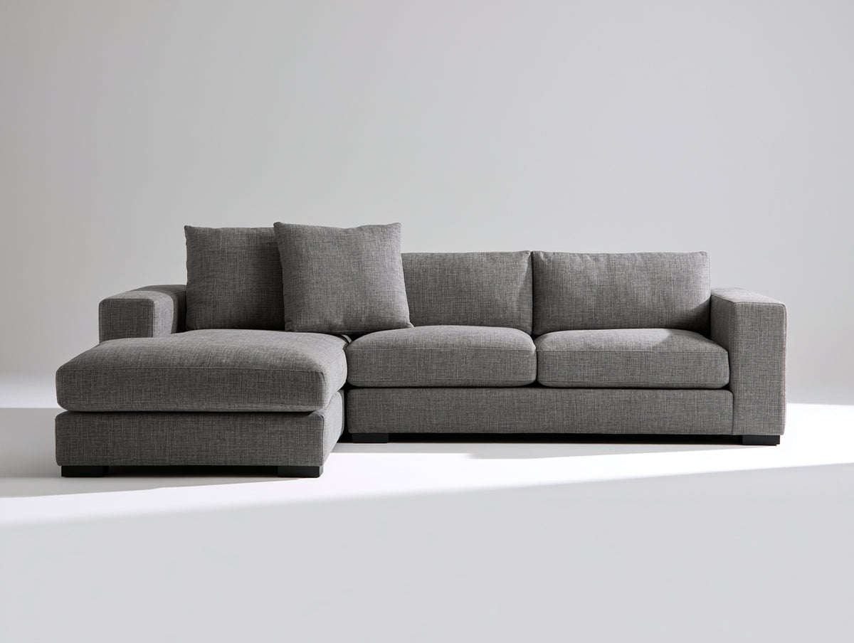 Ecksofa 310x220x85 cm - Stoffsofa in Dunkelgrau - Modernes L-förmiges Design mit Ottomane für Wohnzimmer