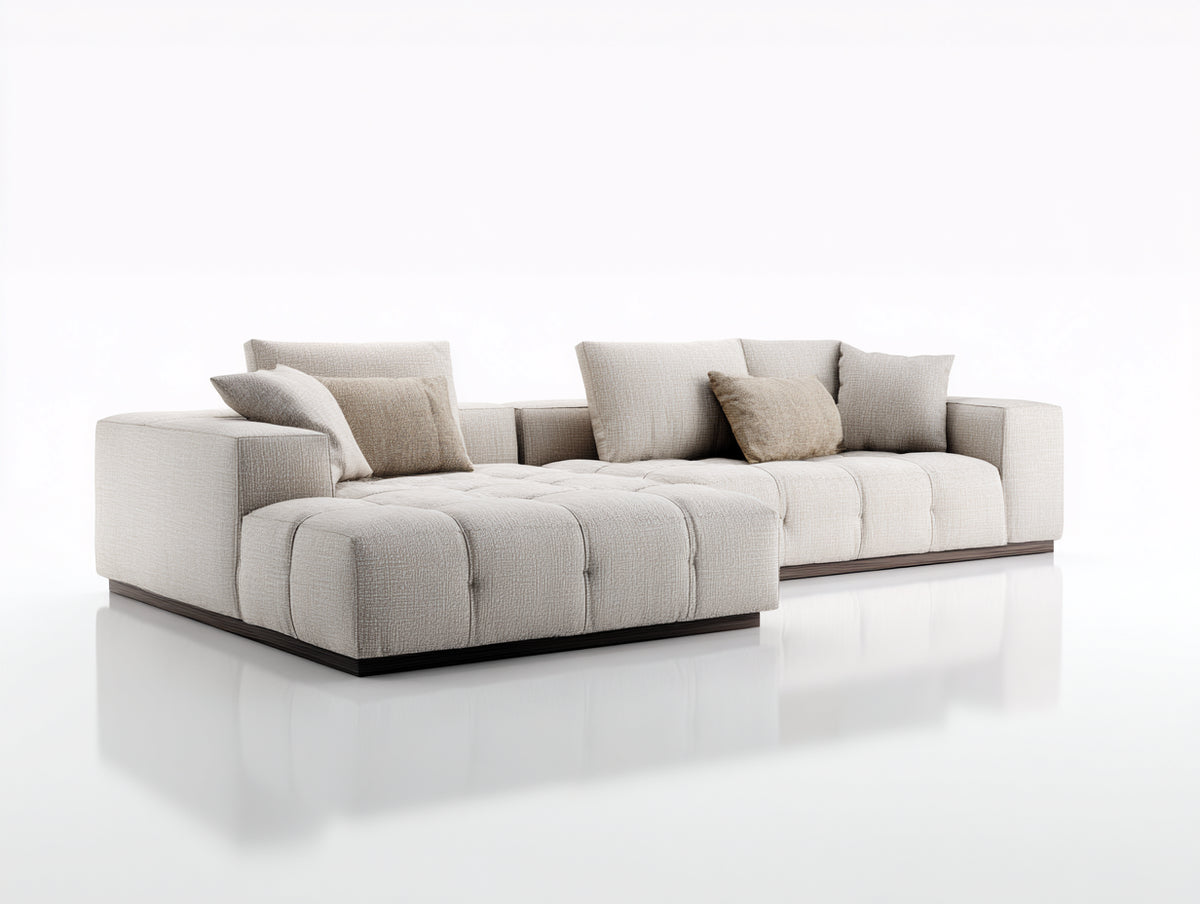 Ecksofa Stoff 300 x 200 x 80 cm - Beige - Modernes Design für Wohnzimmer