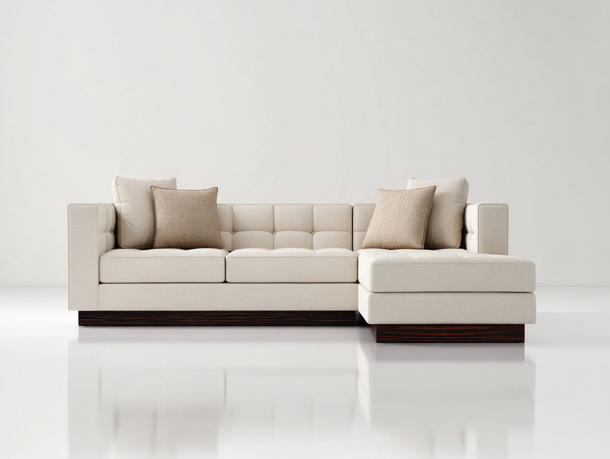 Ecksofa 300x210x85 cm - Stoffsofa in Beige - Modernes L-förmiges Design mit Ottomane für Wohnzimmer