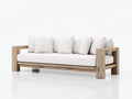 Gartensofa Set Holzrahmen 240x90x75 cm Outdoor Sofa Natur Modernes Gartenmöbel